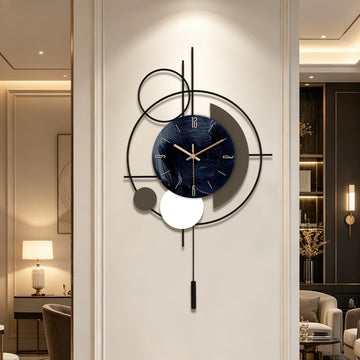 Wall Clock, Silent Quality Quartz Battery Operated with Pendulum, Large Wall Clock Kitchen Home Bathroom Bedroom Wall