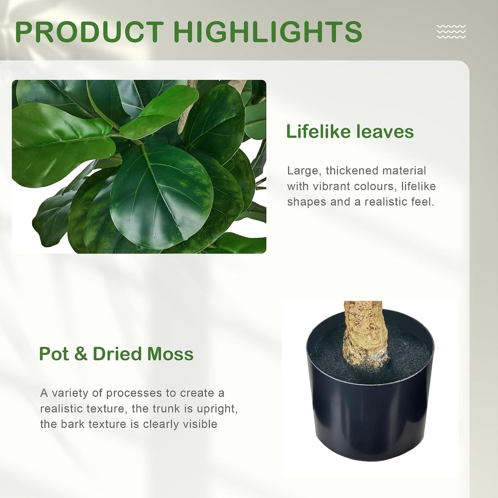 Artificial Fiddle Leaf Fig Tree 6FT(71in), Tall Fake Floor Plants with 150 Large Realistic Leaves in Plastic Pot