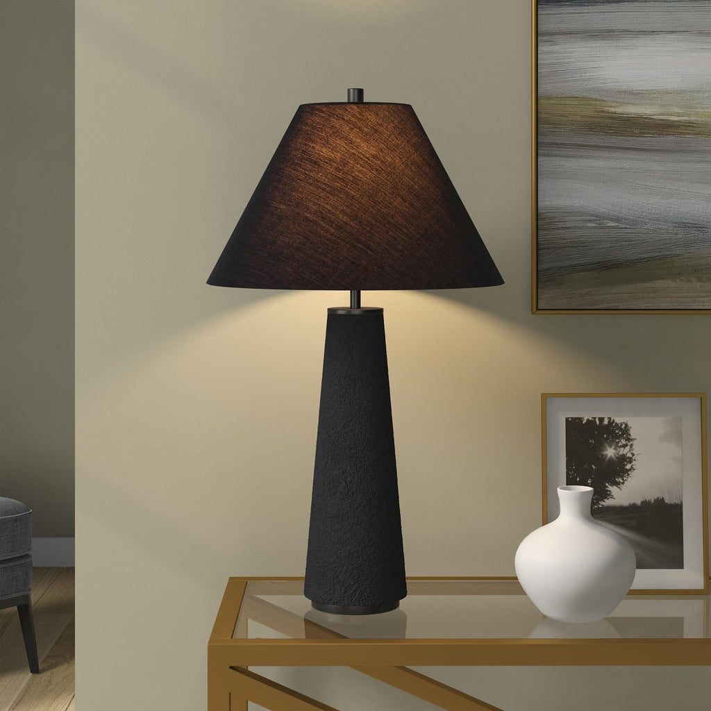 28" Transitional 1-Light Table Lamp, Flat Black