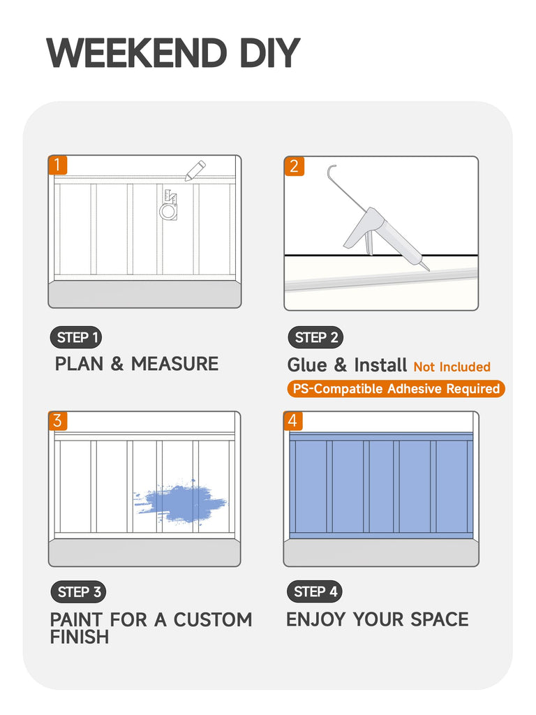 Board and Batten Wainscoting Panels, Paintable, 94" x 54", White