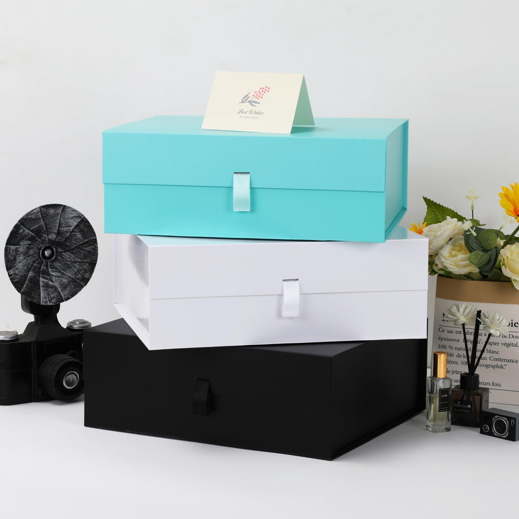 Extra large gift box, 16x16x6 inch white gift boxes with Lids for Presents, magnetic gift box for bridesmaid proposal