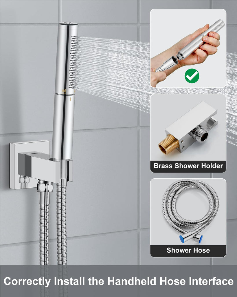 Shower System with Rain Head and Handheld, 16-Inch, Polish Chrome