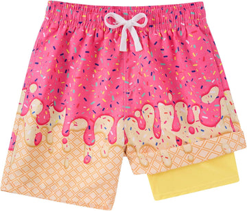 Boys Swim Trunks with Compression Liner Bathing Suit