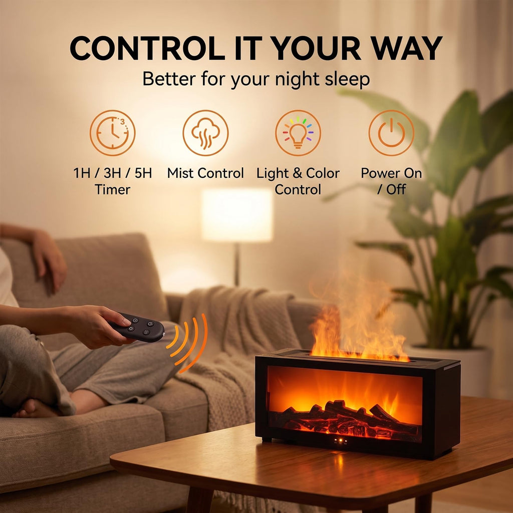 Fireplace Humidifier Flame Diffuser for Essential Oils Air Aromatherapy