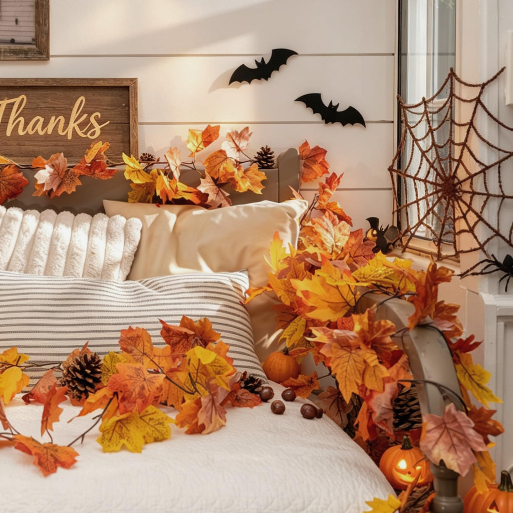 6 Pack Fall Leaf Garland, Total 35Ft Artificial Maple Leaf Autumn Garland Fall Leaves Hanging Vines Fall Maple Leaves