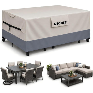 Outdoor Patio Furniture Cover, Heavy Duty Waterproof Dining Table and Chair Set Cover, Windproof UV Resistant All