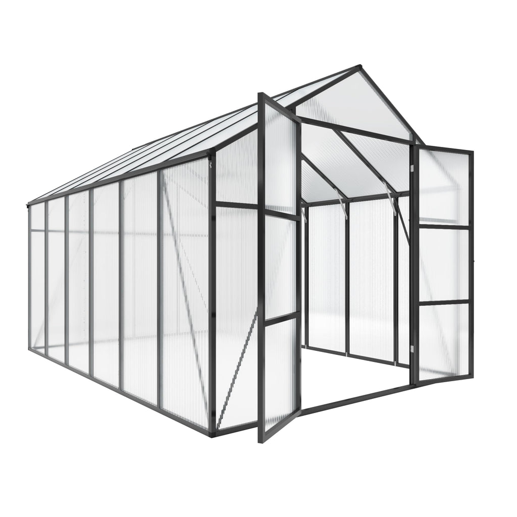 Greenhouse for Outdoors 8x12x7.8FT, Polycarbonate Greenhouse with Stronger Wind Protection and Roof Vent, Walk-in
