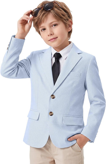 Blazers for Boys Striped Suits Jackets Kids Cotton Sport Coats Lightweight