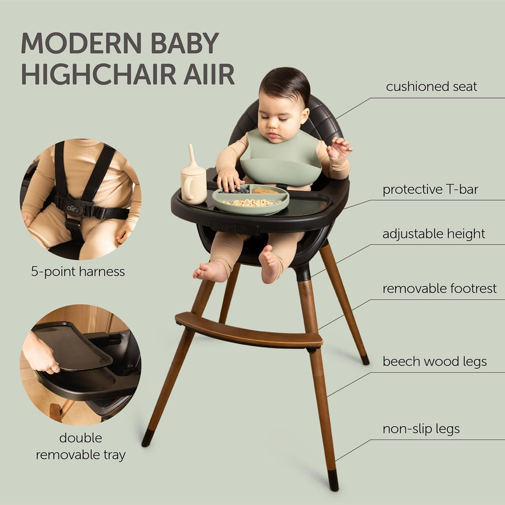 Convertible High Chair for Babies, Toddlers, Kids & Children - Wooden Highchair with Adjustable Height & Dishwasher