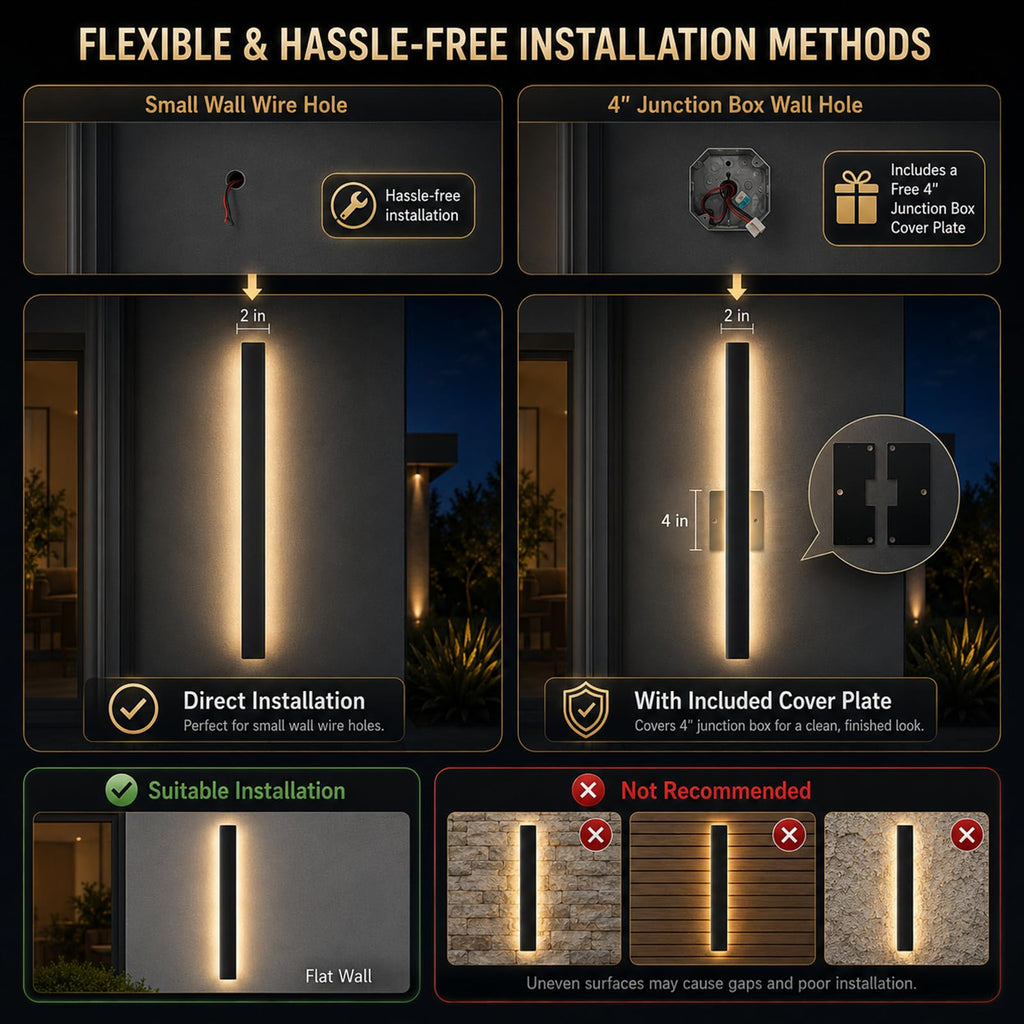 31 Inch Outdoor Wall Lights Set of 2, Long Modern Wall Sconce LED IP65 Waterproof Outdoor Wall Lamp 3000K Modern Wall
