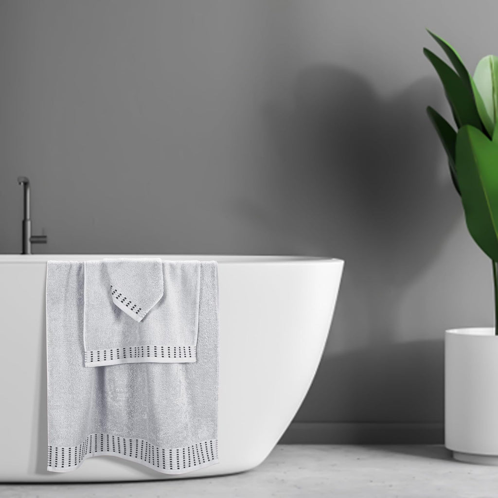 Ultra Soft 3 Pack Cotton Towel Set, Contains a Bath Towels 28x55 inch, a Hand Towels 16x24 inch & a Wash Cloths 12x12