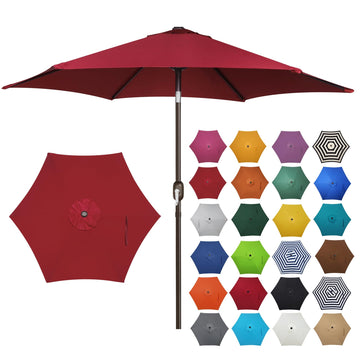 7.5 ft Patio Umbrella, Yard Umbrella, Outdoor Market Umbrella with Push Button Tilt Crank, Burgundy