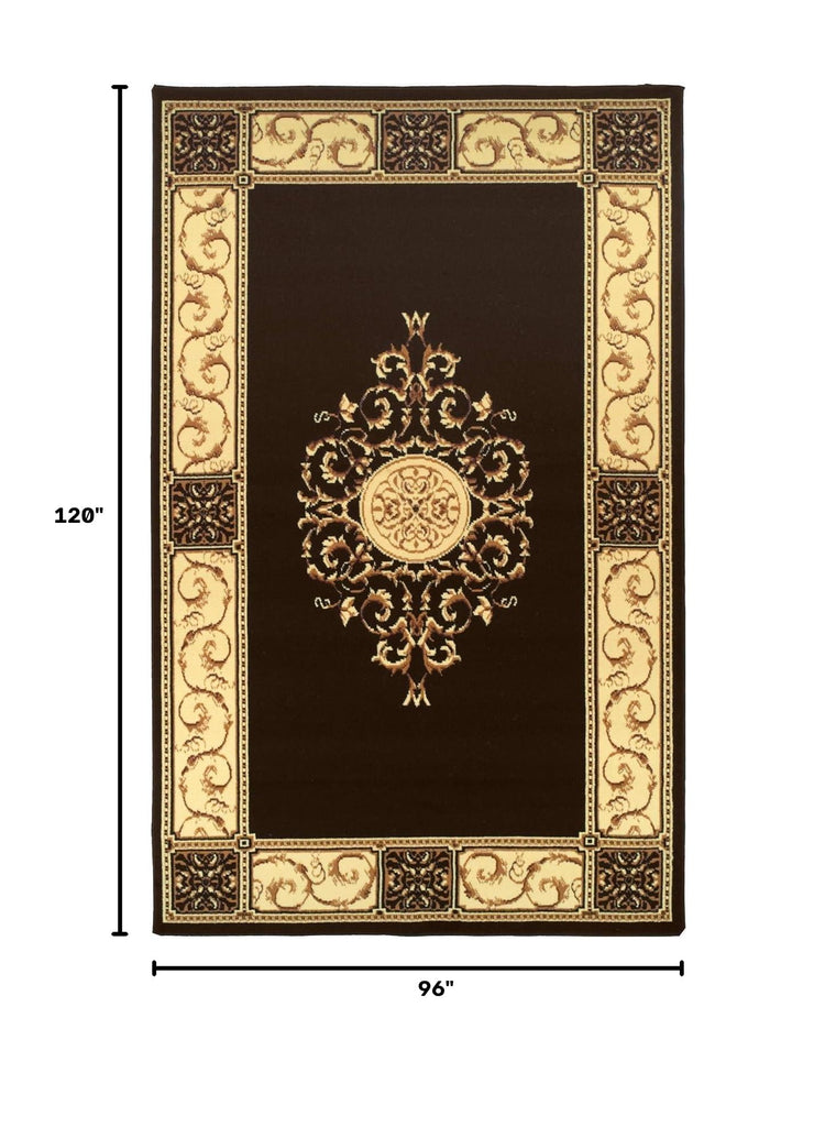 Indoor Area Rug, Floral Medallion Design, Coffee