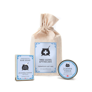 SIsters Apothecary Muslin Gift Set - Bar Soap and Body Butter (Juniper & Cedar)