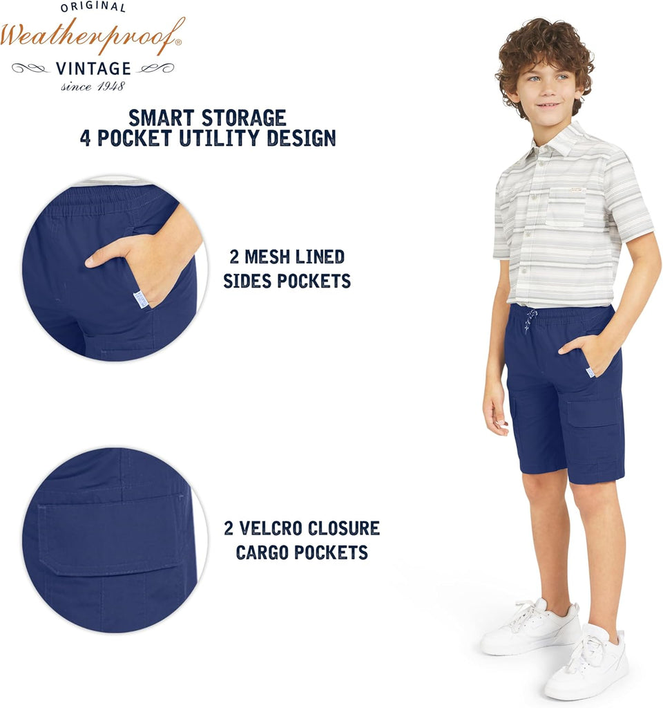 Boys Soft Stretch Lightweight Pull On Cargo Shorts for Kids
