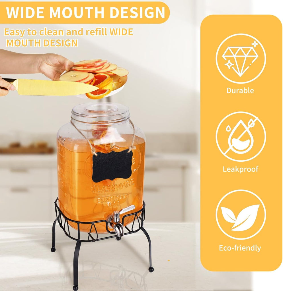 2 Gallon Jars, Ice Juice Dispenser(1 Pack Jar)