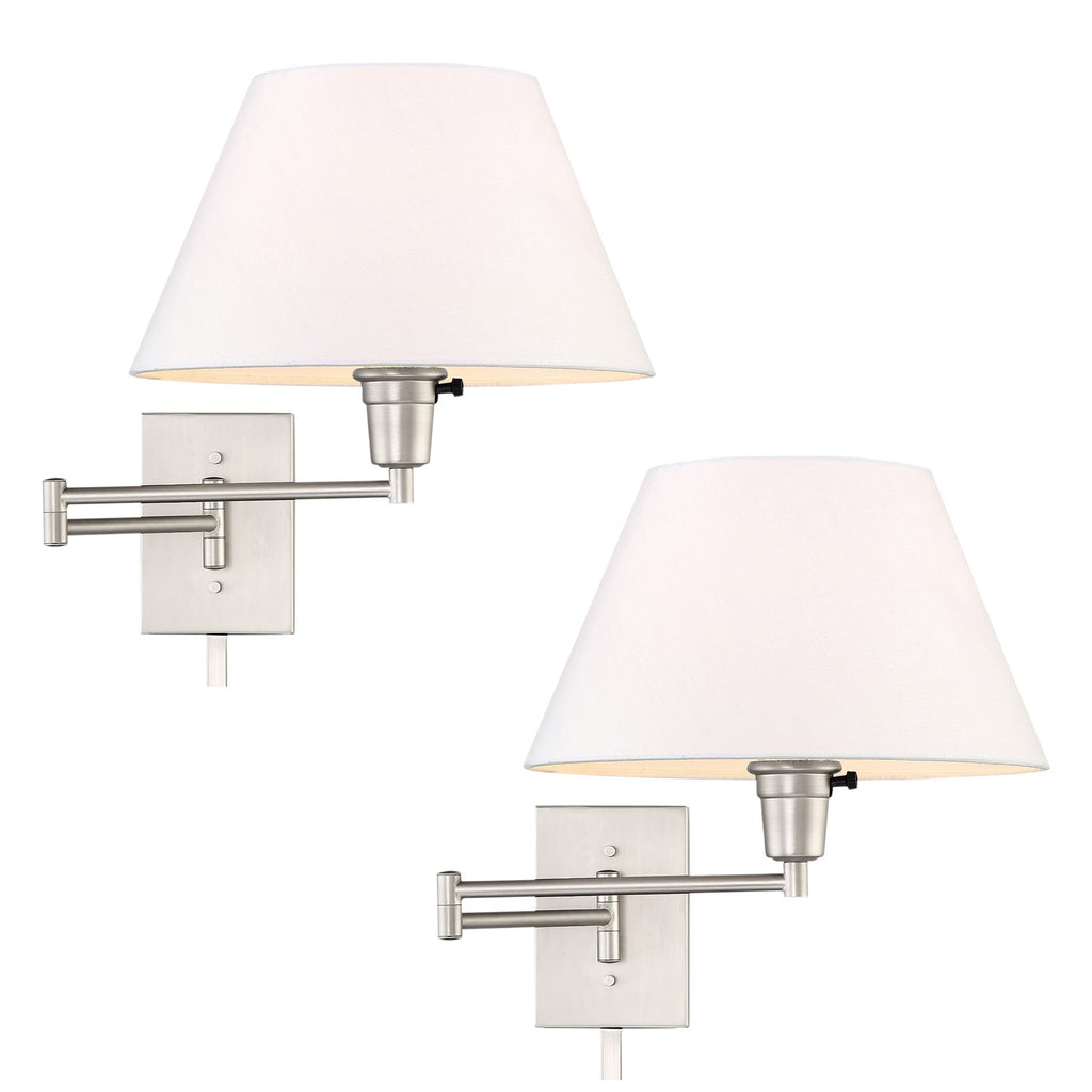 Cambridge 15" Modern Swing Arm Wall Sconce + 3-Way Switch, 2-Pack