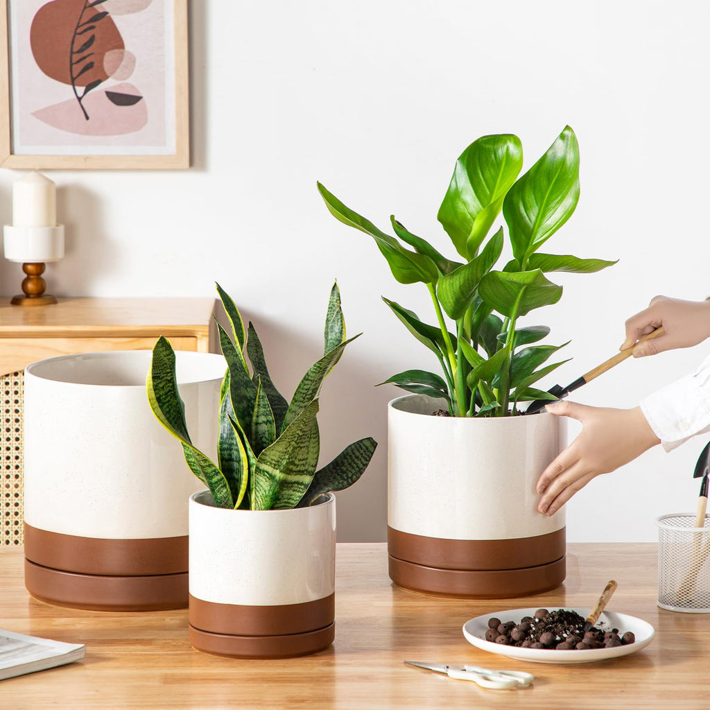 Ceramic Pots for Plants, Plant Pots for Indoor Plants, 6.25+8.25+10.25 Inch Ceramic Planters, Flower Pots with