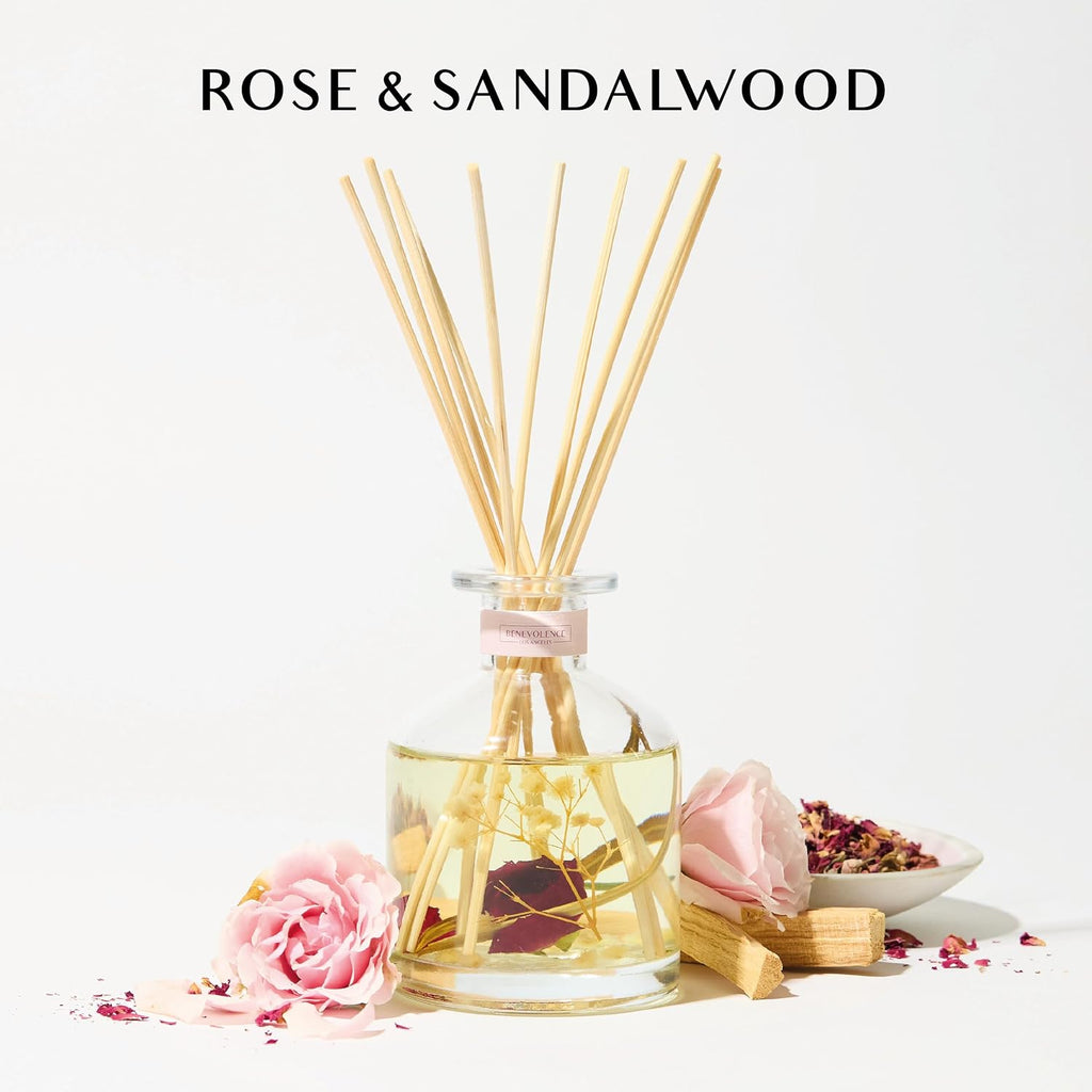 Rose & Sandalwood Reed Diffuser Set and Room Spray | Home Fragrance | Gifts for Women