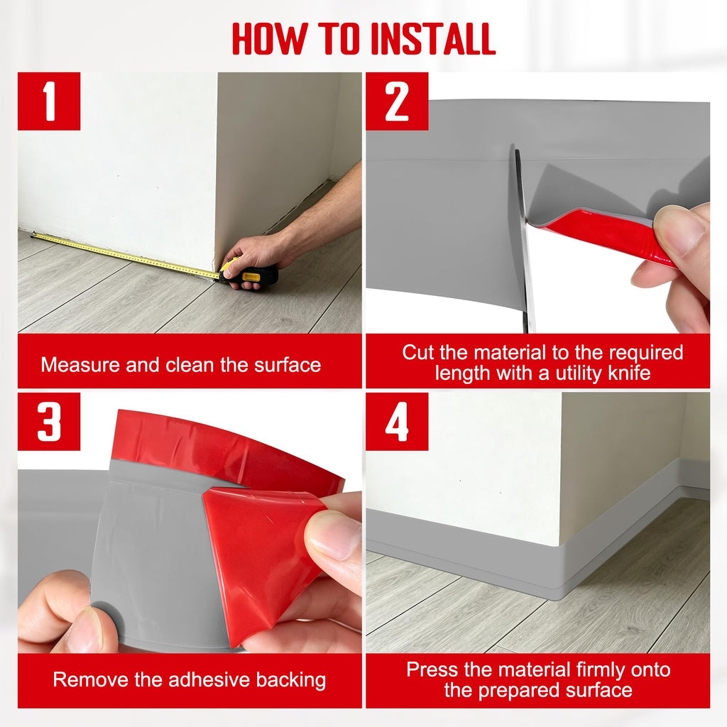 Self-Adhesive Flexible Molding Trim,Waterproof Molding,Grey,2.79inX40ft