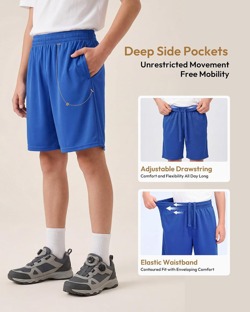 Boys Basketball Athletic Shorts with Pockets