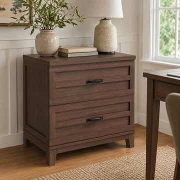 2 Drawer Farmhouse Lateral File Cabinet, Wood Filing Cabinet Fits Legal Letter A4 Hanging Files, Wide Storage