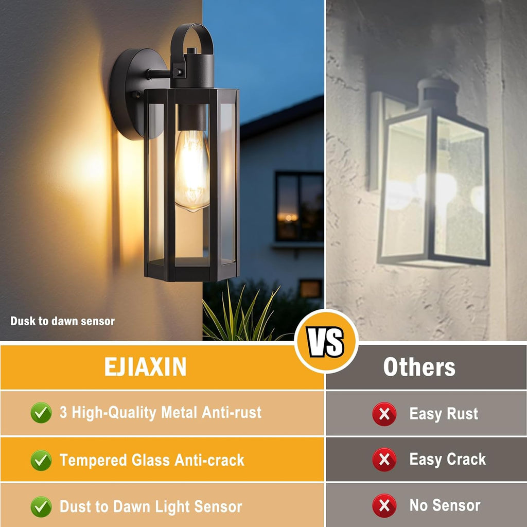 2 Pack Exterior Lighting Fixtures, Outdoor Wall Light with Clear Glass
