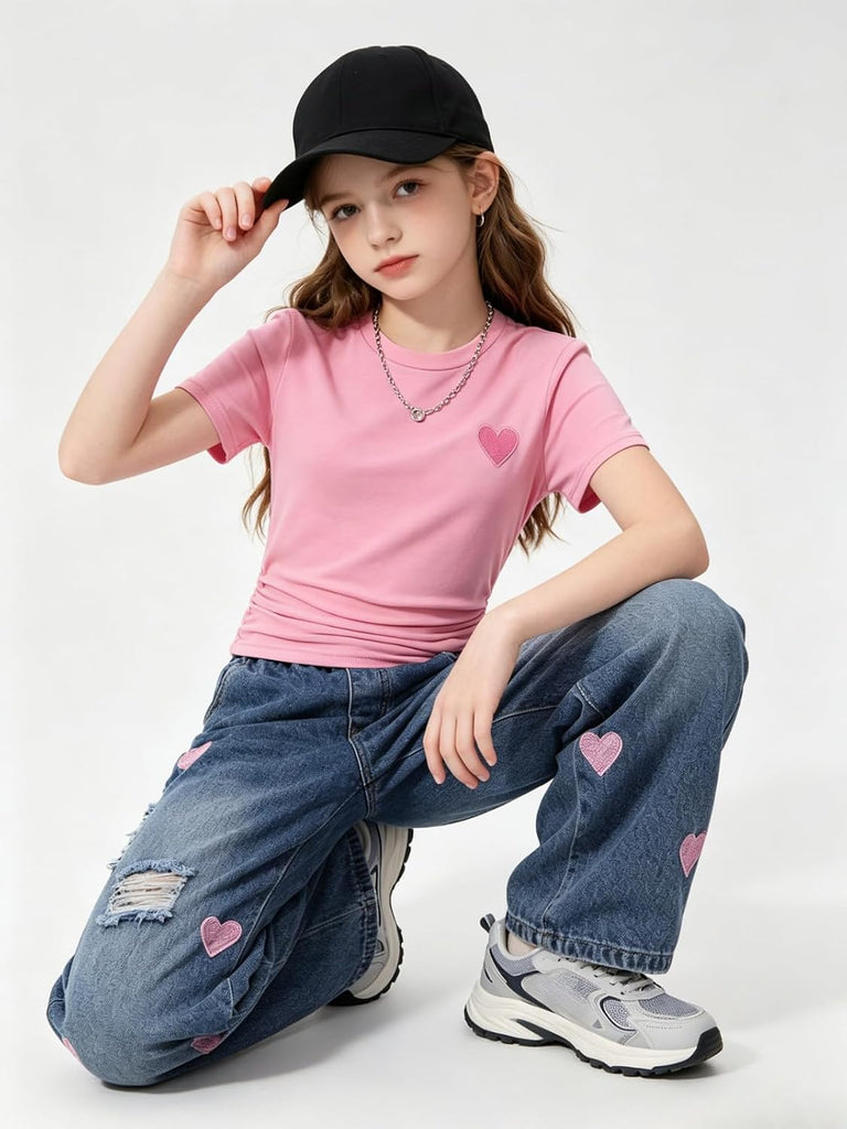 Outfits 2 PCS Short Sleeve Top Jeans Pants Clothes