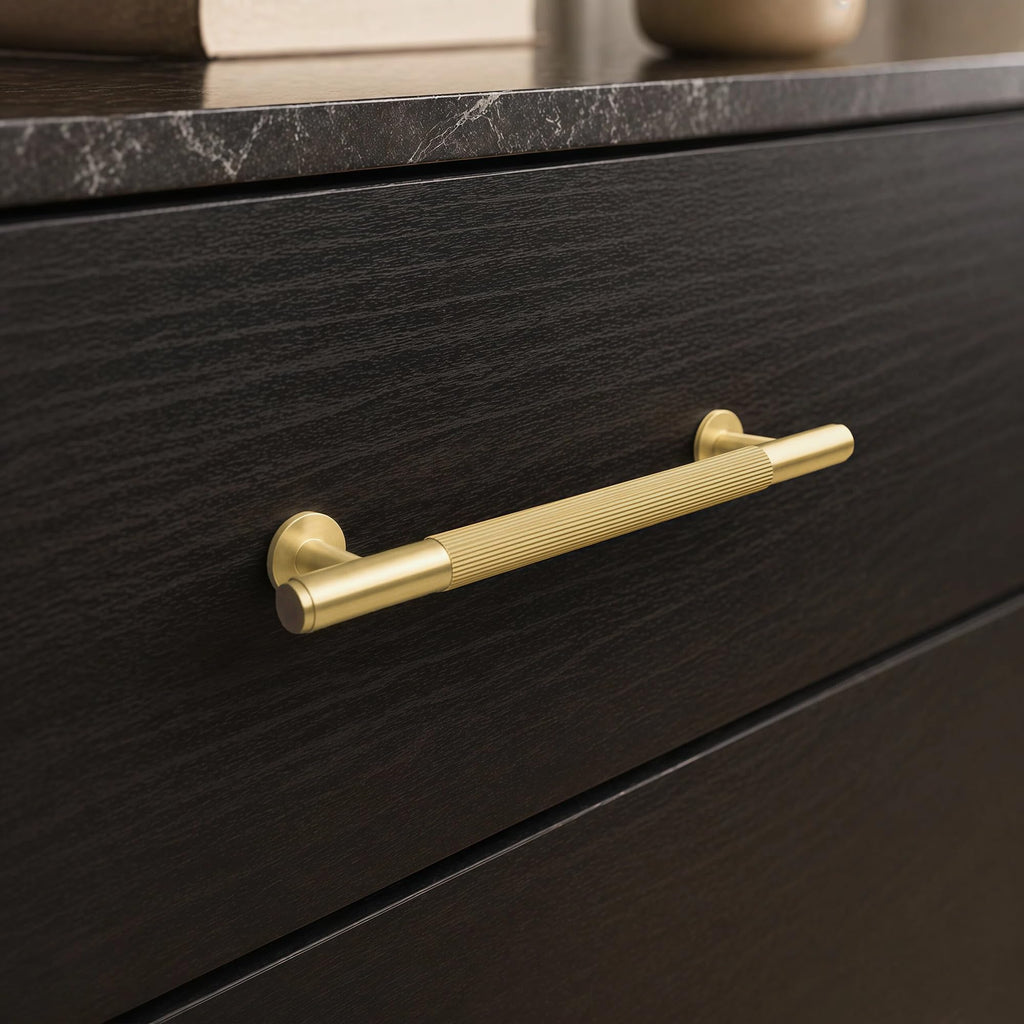 Solid Brass Cabinet Pulls, 5-Inch Hole Center Handles
