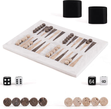 Marble Backgammon Set 16 Inch White Board