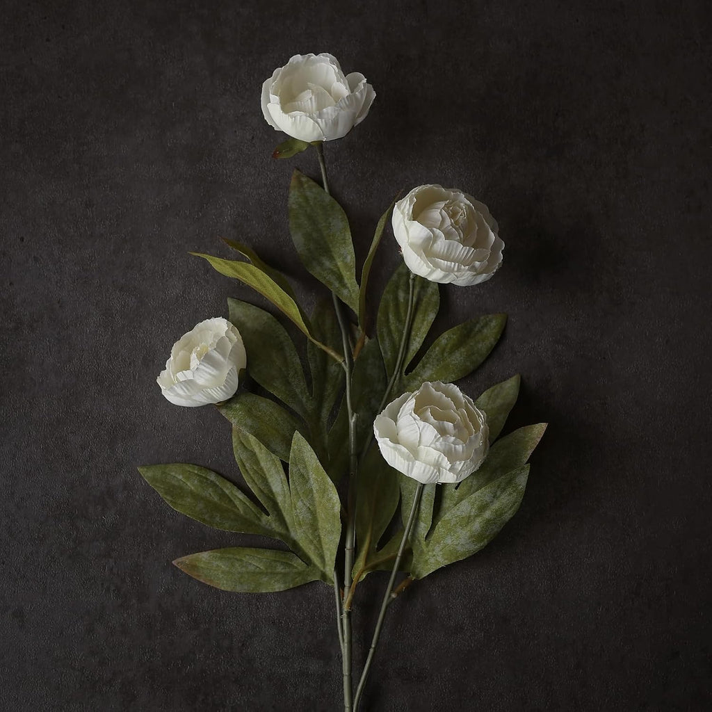 27" Artificial Peony Silk Flower Stems for Vase Decor(Cream) - Set of 6