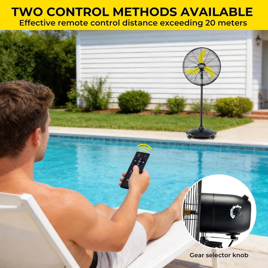 20" Outdoor Oscillating Pedestal Fan,Quiet,High Velocity