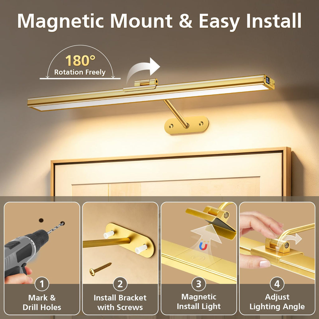 Picture Lights for Wall, 16inch Rechargeable Art Light with Remote, 2Pack