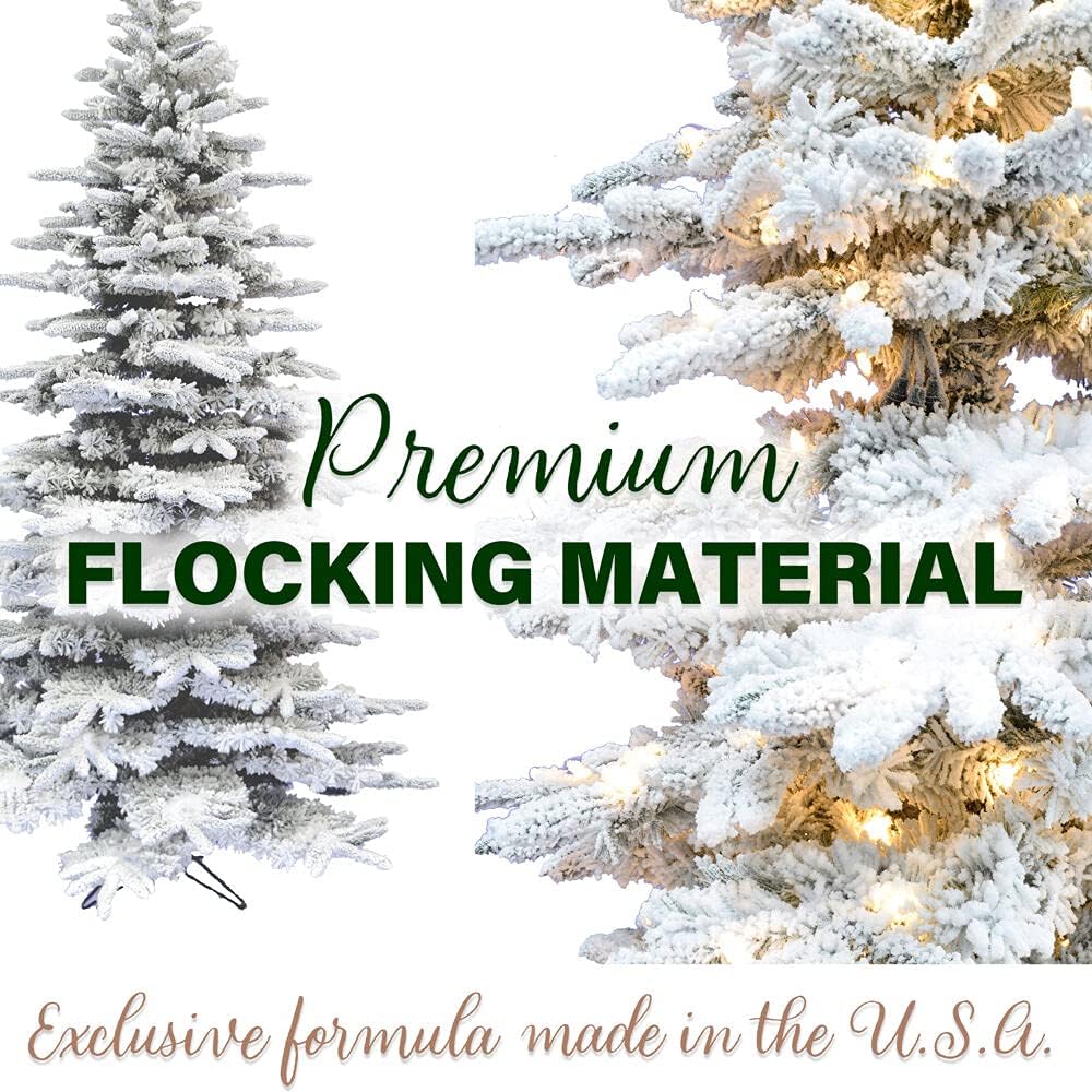 7.5-Ft Slim Mountain Pine Snow Flocked Christmas Tree