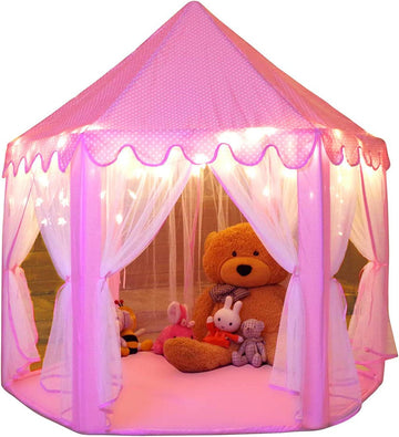 Princess Tent Girls Large Playhouse Kids Castle Play Tent with Star Lights Toy for Children Indoor and Outdoor Games