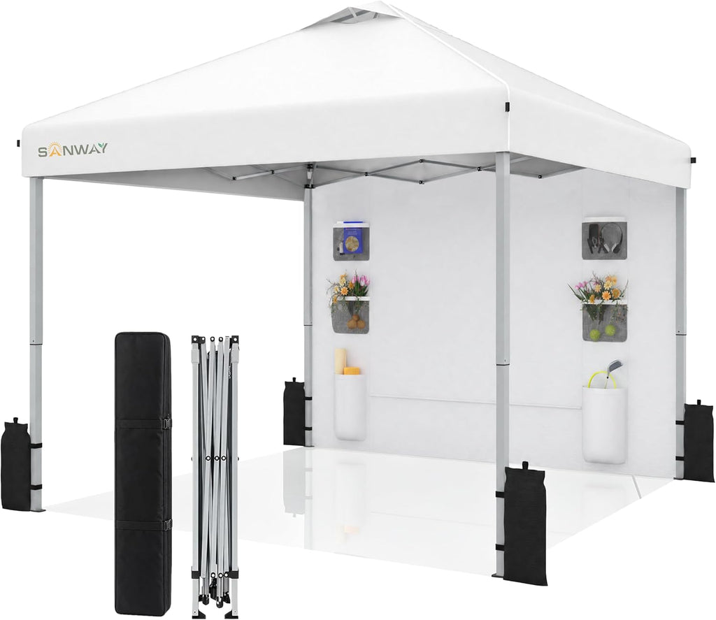 10x10 Pop Up Canopy with Sidewalls, Heavy Duty Instant Canopy Tent for Parties, Events, Camping, One Person Setup