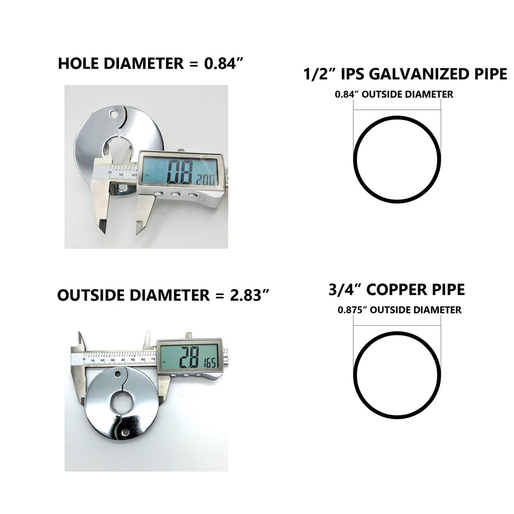 Floor and Ceiling Plate Cover Split Flange Replacement and Repair Kit, Fits 1/2 Inch IPS Galvanized Pipe or 3/4 Inch