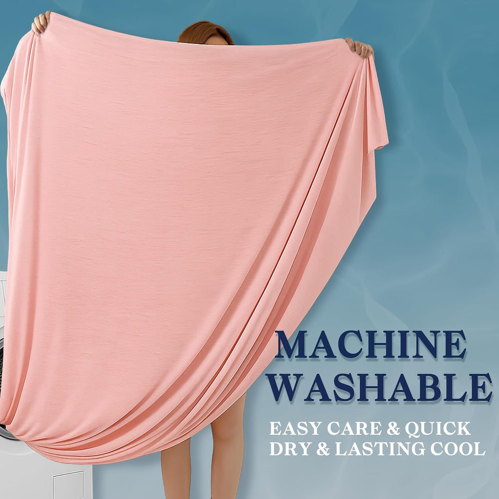 Cooling Blanket King Size, Pink Summer Blanket for Hot Sleeper and Night Sweats, Lightweight Soft Q-Max>0.4 Arc-Chill