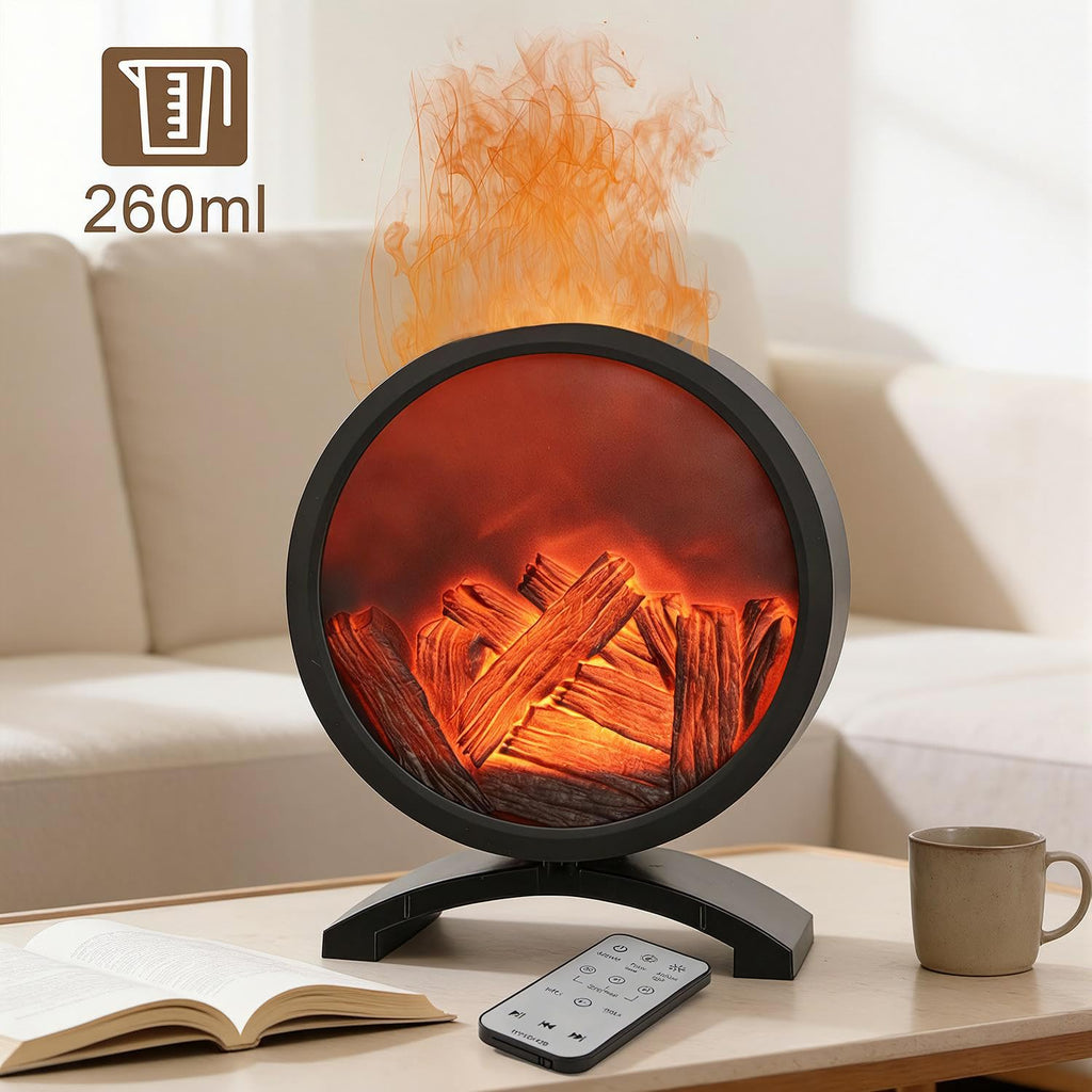 Fireplace Flame Oil Diffuser with Speaker & 260mL Fire Oil Diffuser, Essential Oil Diffuser 5 Color Fire Aroma