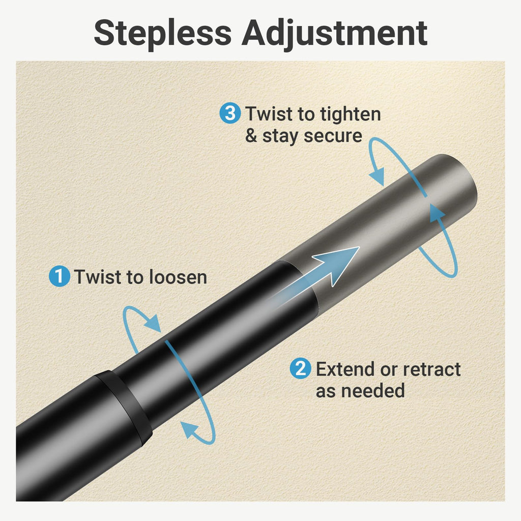 Expandable Closet Rod with Hook Adjustable from 31.7"-53.6", Black