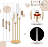 4 Pcs Acrylic Candelabra Centerpieces 35" Tall Clear Candle Holders Pillar Taper Candlestick with Lampshades 5 Arm