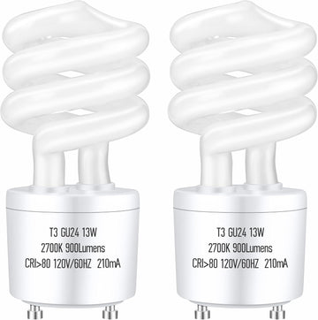 GU24 13Watt 2700K 900lm CFL Light Bulbs Warm White