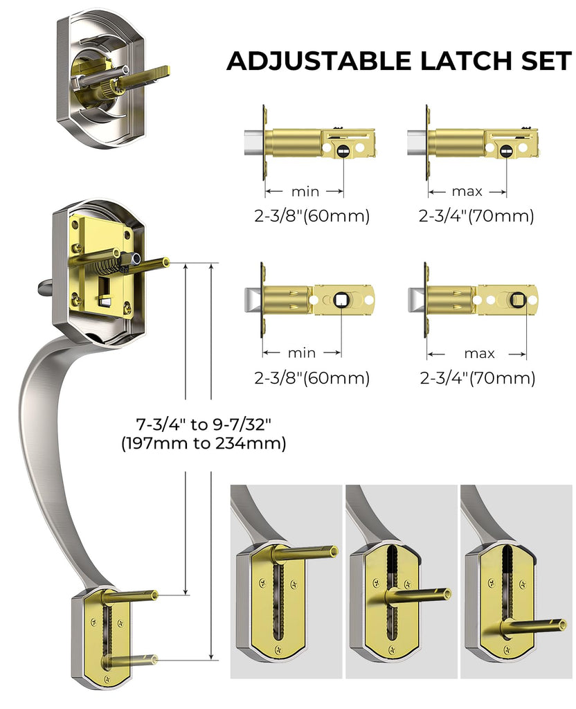 Satin Nickel Front Door Handle and Deadbolt Set with Classic Lever