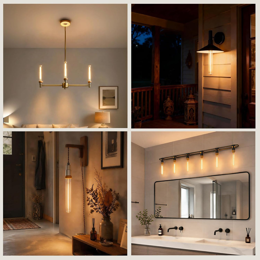 Long Tube LED Light Bulbs T6 E12 Candelabra Bulb 40 Watt Dimmable
