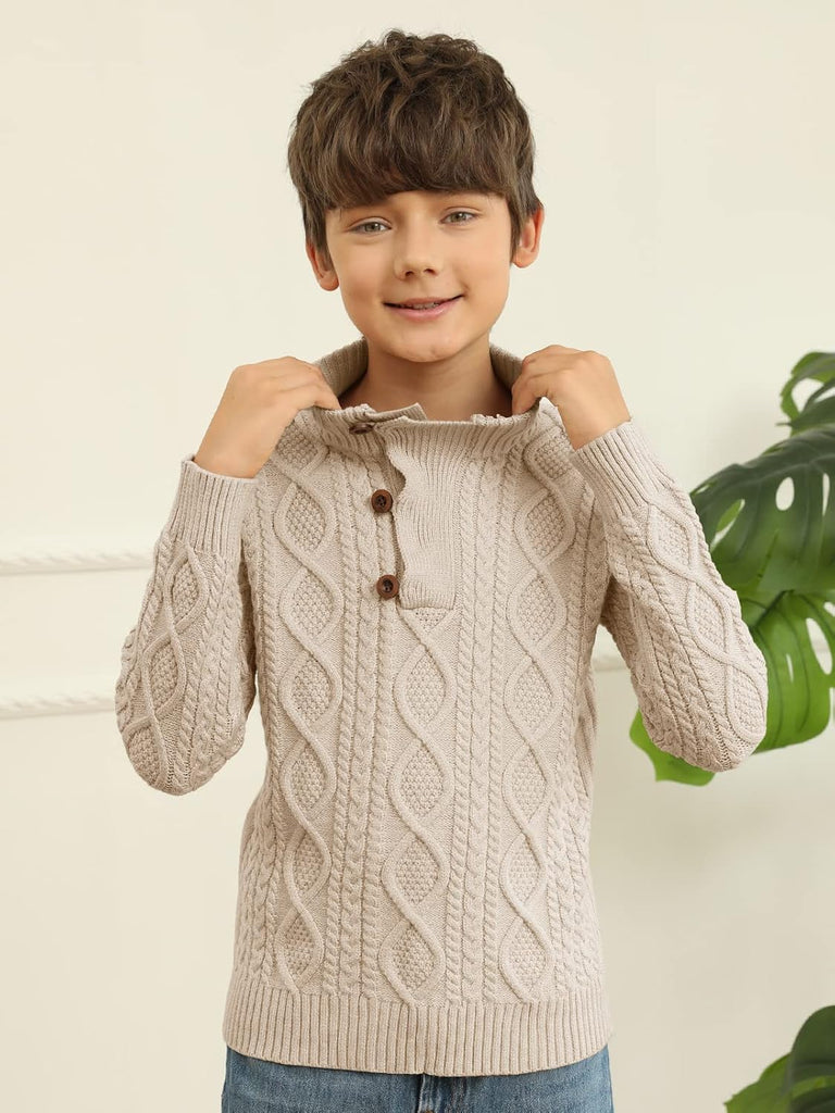 Boys Sweaters Kids Turtleneck Cable Knit Pullover Sweater Tops