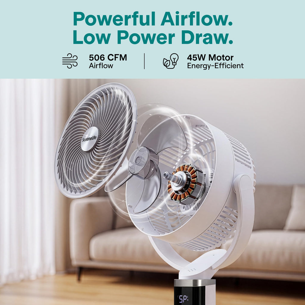 Standing Fan | 90° Vertical & 60° Horizontal Oscillations | Adjustable Pedestal Fan with Remote Control & 6 Speed