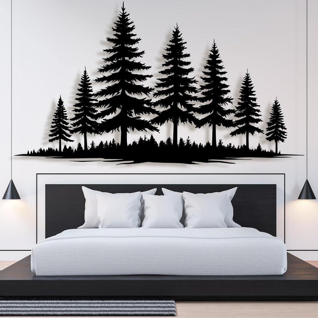 Metal Pine Tree Wall Art, Metal Forest Wall Art, Pine Branch Wall Decor, Christmas Tree Wall Decor, Forest Wall