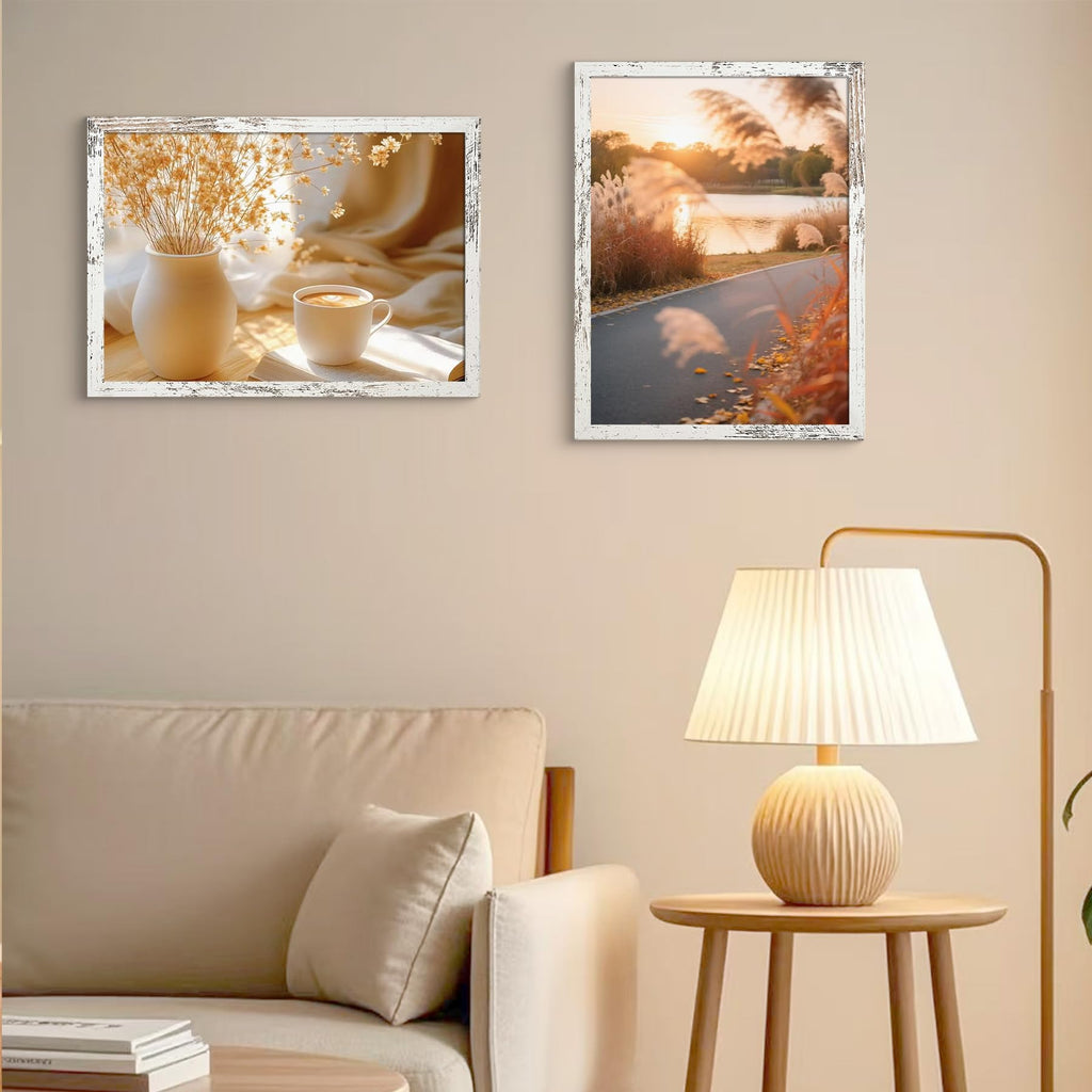 18x24 Poster Frame for Wall Hanging, Engineered Wood Picture Frames for 18 x 24 Picture, Distressed White, 1 Pack