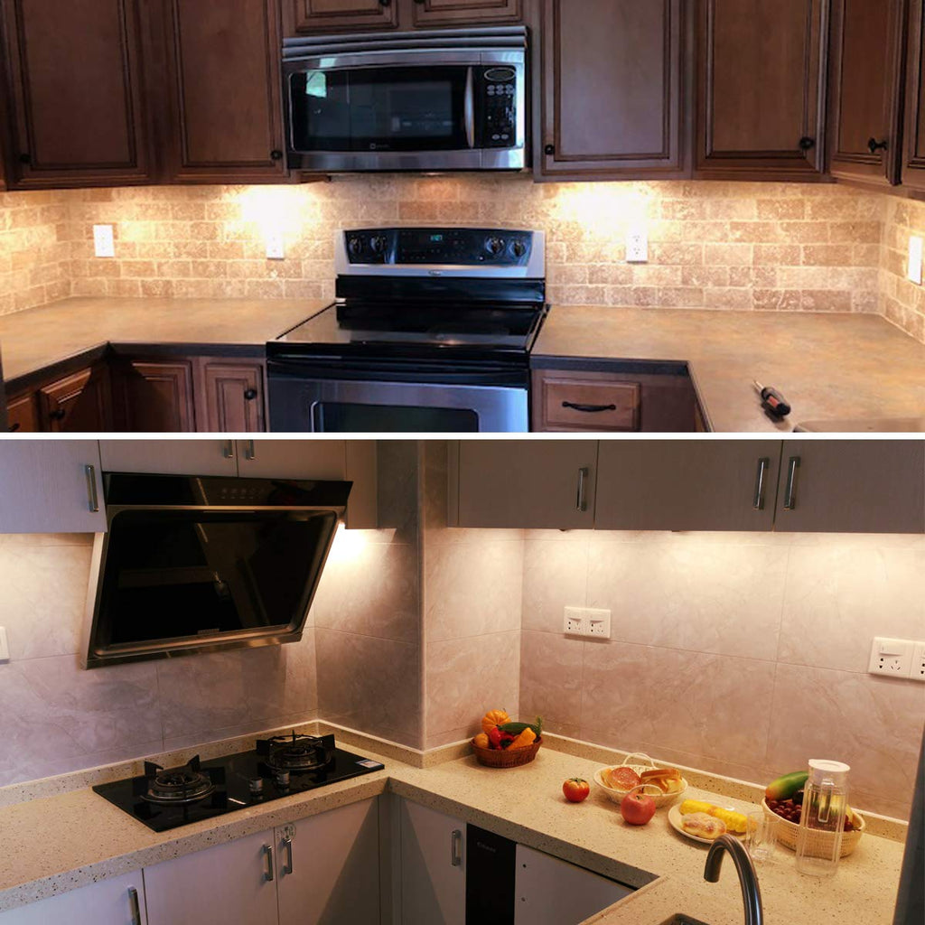Under Cabinet Lighting Kit, 6 PCS 20 Inches Flexible LED Strips, 24W, 1800 Lumen, Warm White 2700K. Suitable Counters