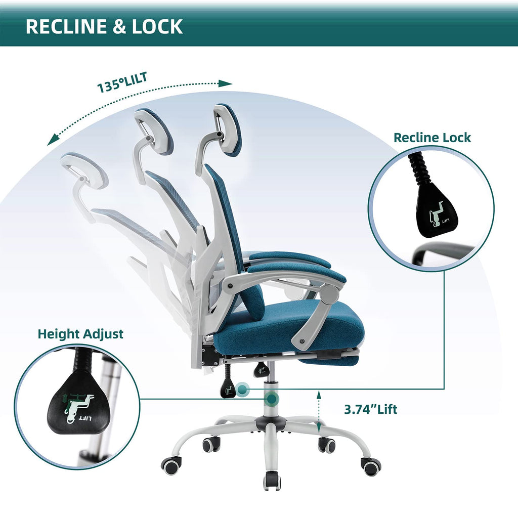 Ergonomic Gaming Chair with Footrest, Mesh Computer Office Chair